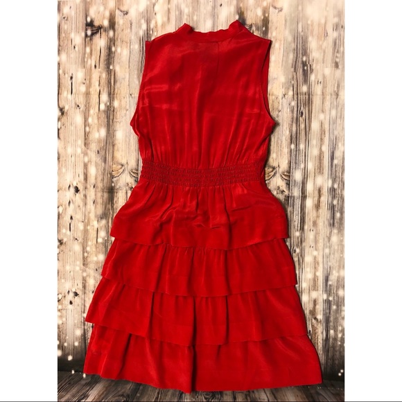 Girls from Savoy red ruffle silk tie neck dress - Picture 4 of 8